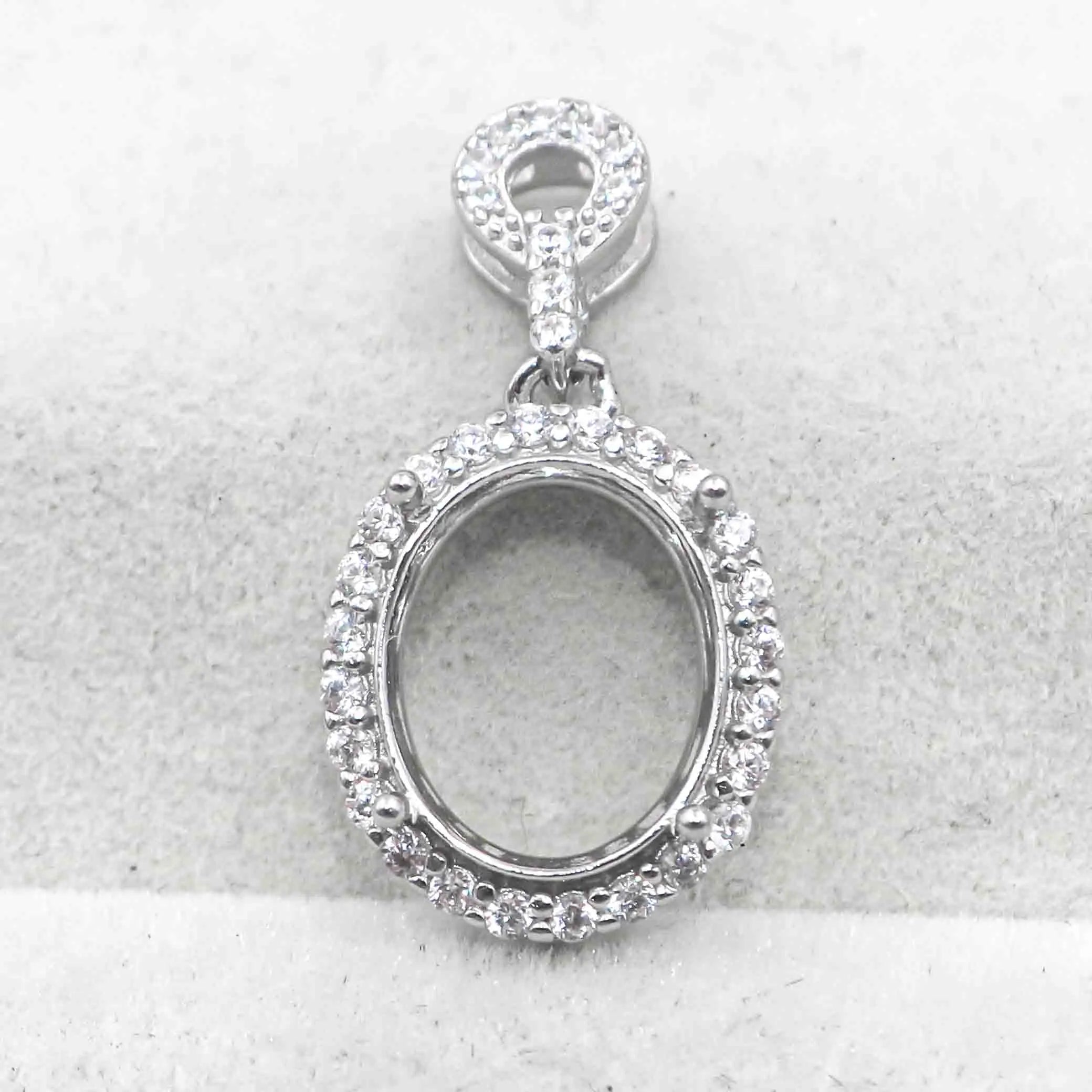 Sterling Silver 6*8/7*9/8*10/9*11/10*12/10*14/12*16mm Semi Mount Pendant Frame Blank Setting S925 Without Center Stone for Inlay