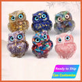 Wholesale Crystal Healing Gravel Resin Crafts Agate Quartz Carving Fashion Personalized Mini Owl Statue Ornament