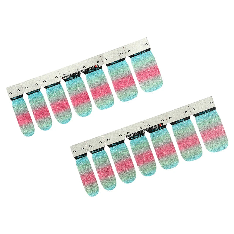 New Ombre 3D Nail Wraps Glitter Nail Polish Stickers Gel Nail Wrap