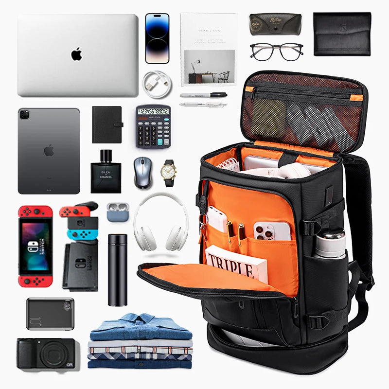 FENRUIEN Travel Backpack Laptop Bag Urban Fashion Custom Logo OEM/ODM USB Charging Waterproof Multifunctional Large Capacity 34L