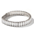 Newest High End Stainless Steel Big Zircon Stone Crystal Silver Gold Bezel Setting  Women Girl Bracelet Tennis Bracelet Bangle