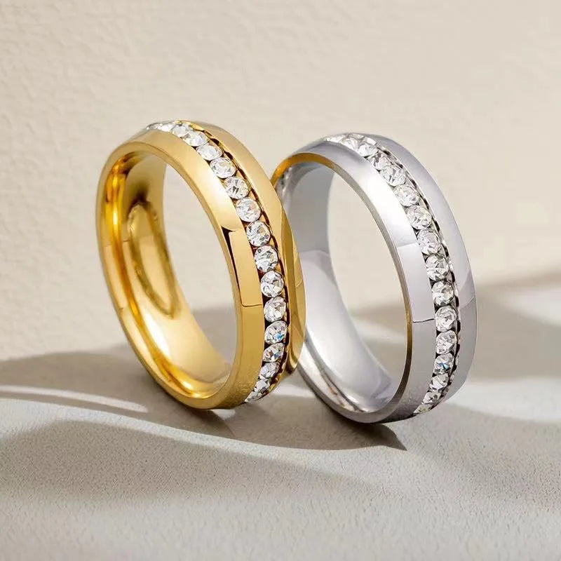 Sweet Temperament Ladies Cute Fashion Jewelry Big Engagement Ring Stainless Steel Delicate Wedding Rings