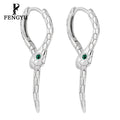 Green Eye Snake Hoop Earrings Womens 925 Sterling Silver Simple Fashion Animal Earring Custom Designer Fine Jewelry Wholesale