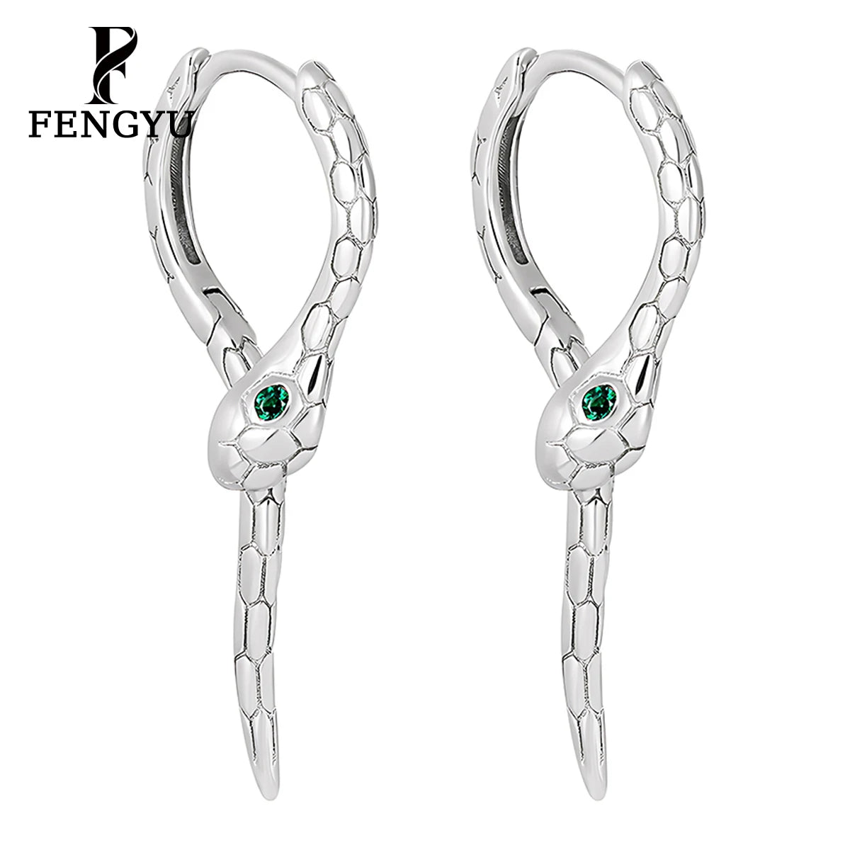 Green Eye Snake Hoop Earrings Womens 925 Sterling Silver Simple Fashion Animal Earring Custom Designer Fine Jewelry Wholesale