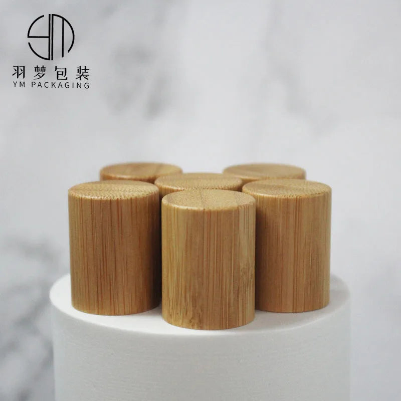 Cosmetic  Glass Bottle Product Lid Bamboo Cap