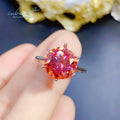 Classic 925 Silver 5 Carat Round Excellent Cut Pass Diamond Test Sparkling Red Moissanite Ring for Women Wedding Fine Jewelry