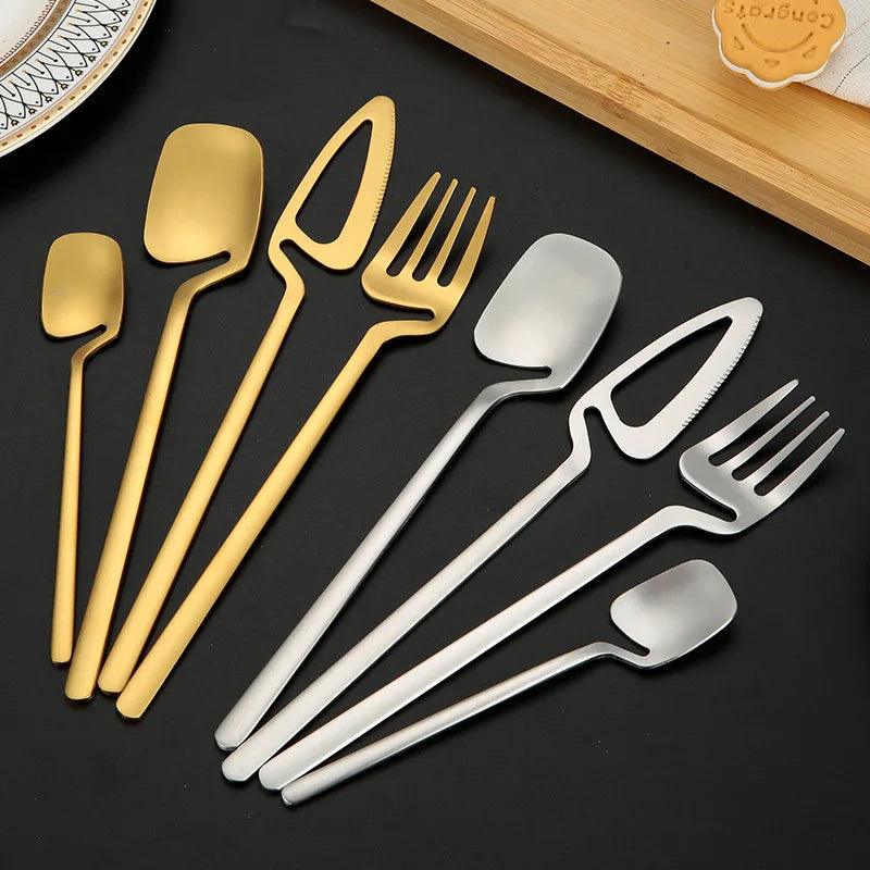 Best Selling 18/10 Creative Hanging Spoon Fork Cutlery Set Stainless Steel Hanging Coffee Dessert Serving Spoon