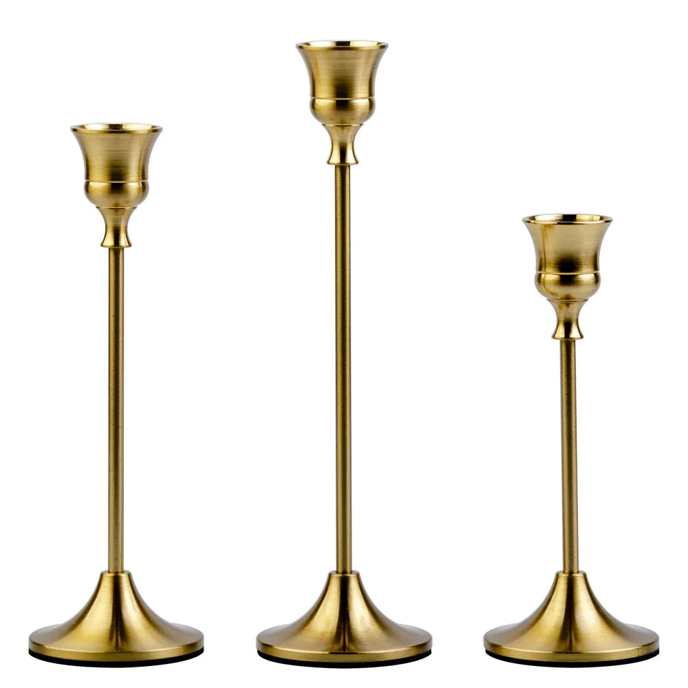 2026 Popular Wholesale Metal Black Gold Candlestick Set Golden Taper Classic Candlestick Centerpiece Candle Holder