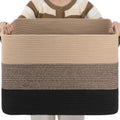 75L Large Blanket Toy Basket Cotton Rope Woven Storage Basket with Handle for Nursery Organizing