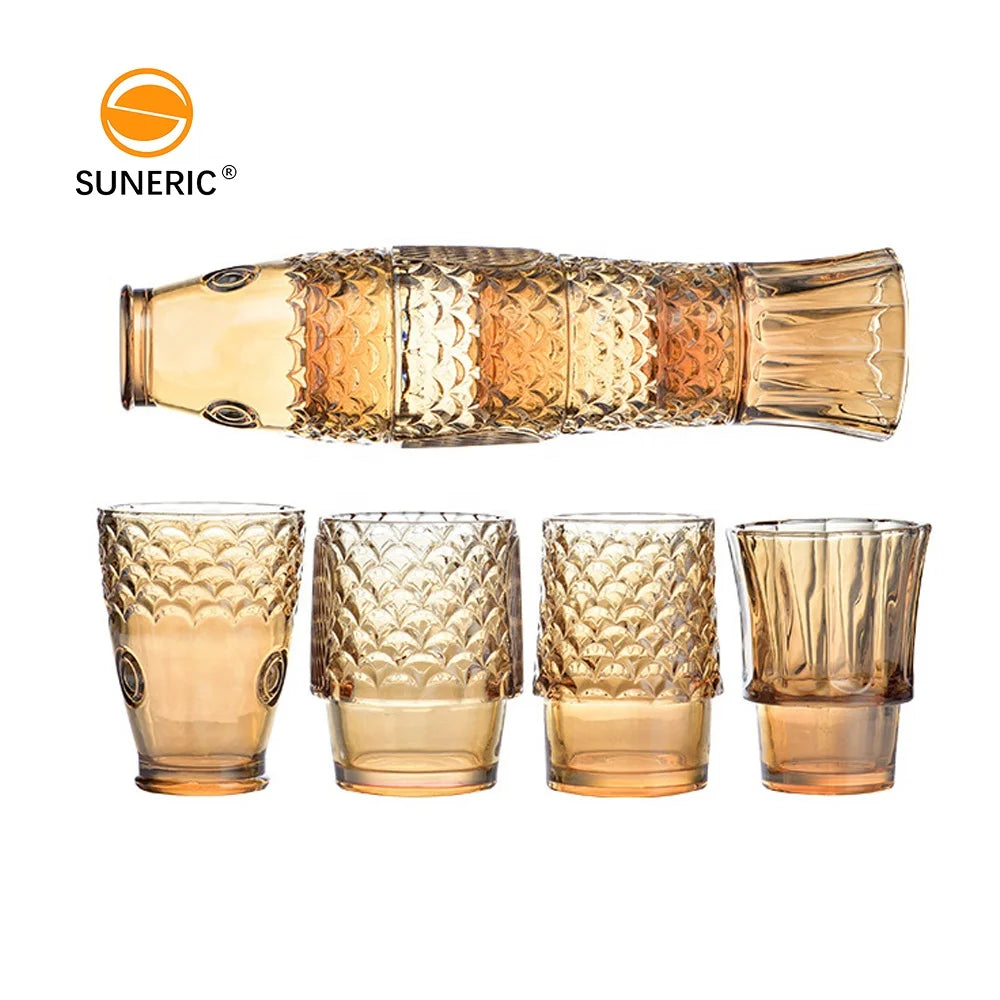 Creative Transparent Borosilicate Glass Coffee Mugs Koi Set Fish Stackable Colored Koi Fish Cup