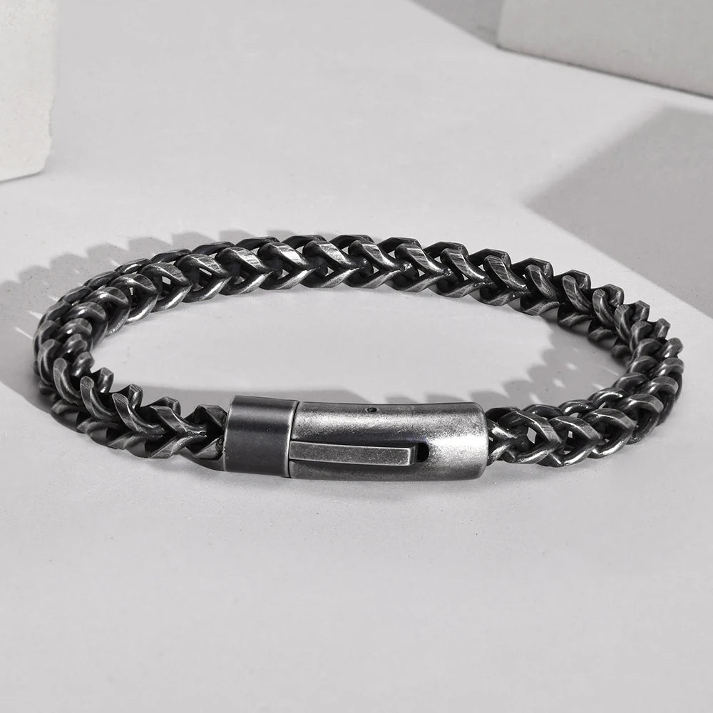 Wholesale Men's Stainless Steel/Gold/Black/Vintage IP Plated Bracelet Unique Link Chain Stylish Trendy Jewelry for Anniversaries
