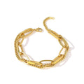 HOVANCI Vintage Double Layer Wrist Jewelry Chunky Bracelet Stainless Steel Woman Gold Plated Jewelry Bracelet