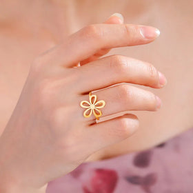 G2677 Wholesale Alliance Anillos Stainless Steel Wedding Engagement Bohemian Hollow Flower Ring for Women Fashion Jewelry Rings