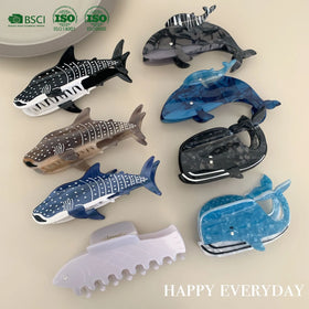 YJL New Arrival Sea Animal Hair Claw Clips Wholesale Cute Cartoon Whale Shape Acetate Hair Claw Custom Hair Claw Clip for Women