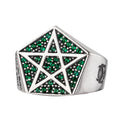 925 Sterling Silver Pentagram Ring 5A CZ Rhodium Plated Viking Gothic Lucifer Jewelry Wholesale Custom Gift