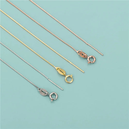 0.6mm Soild 925 Sterling Silver 16inch 18inch Box Chain Necklace With Needle for Necklace Jewelry Making