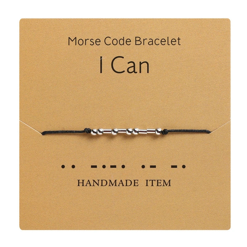 Never Give up Morse Code Letter Card Couple Bracelet