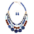 Statement Multi Layer Colorful Beads Necklace Jewelry Set 2pcs Acrylic Beaded Necklace Earrings Sets for Women