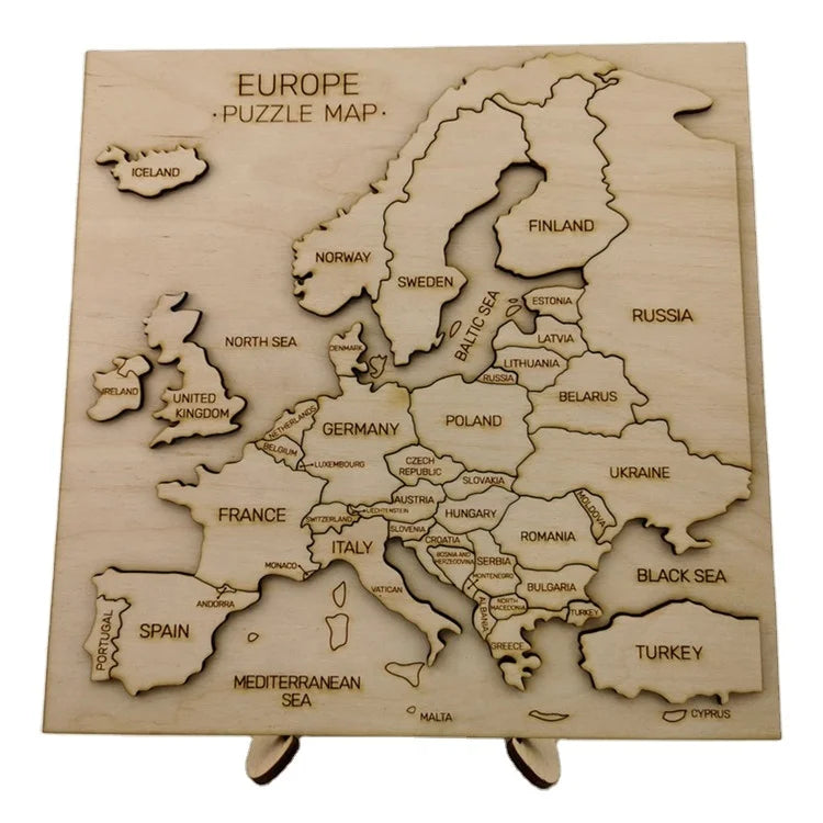 Laser Cut 3d Europe Map Wooden Puzzle  Educational Toy Wood Map Wooden Country Map