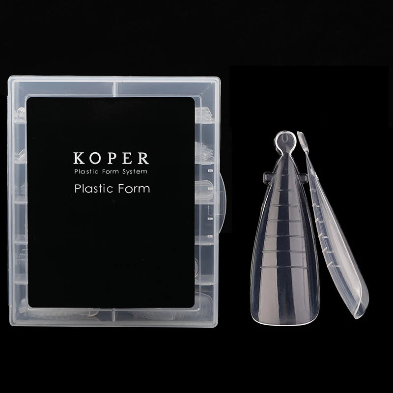 120pcs Clear Almond False Nail Extension Dual System Form Full Cover Clear Artificial Nail with Scale