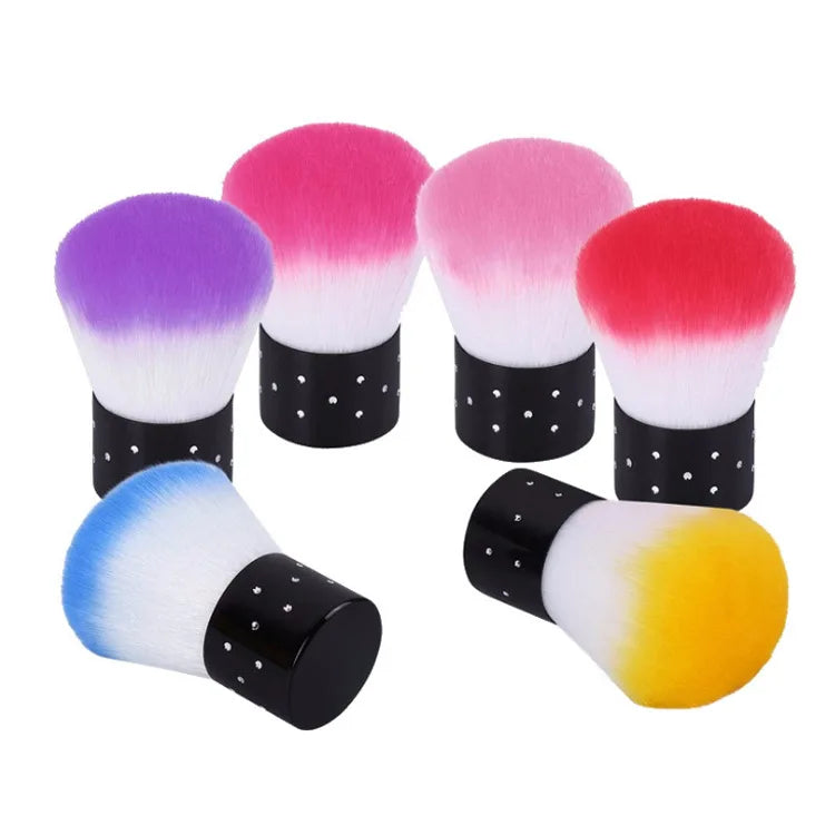 6 Color Soft Nylon Plastic Handle Nail Dusting & Cleaning Brush Professional Manicure Tools