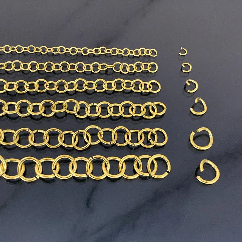 100pc/bag Wholesale Gold Plated Stainless Steel Split Ring Open Jump Ring for Jewelry Making Accessories