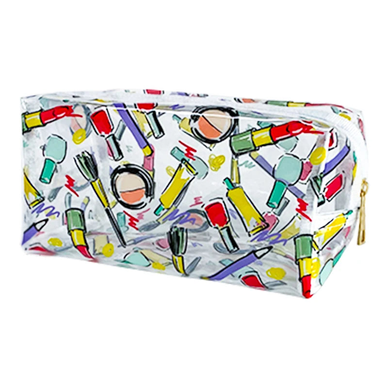 New Hot Lipstick Pattern PVC Makeup Bag - Custom Print Waterproof Clear Cosmetic Pouch 20x9x10cm for Women & Men Travel Bag