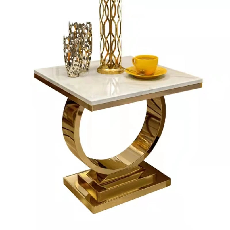 Luxury Corner Table New Design Stainless Steel Frame End Table Marble Modern Small Coffee Side Table Gold/Silver Home Furniture