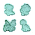 4 Pcs Green Cookie Cutter Different  Dinosaur Design Mould  Children's Handmade Clay Cake Decoration Cookie Mold