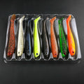 Soft Lure Suppliers Double Color Soft Baits 75mm 2.8g 8pcs/bag PVC T Tail Soft Worm Fishing Lure Combo