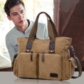 Light Brown Multi Compartment Designer Waterproof Men's Laptop Canvas Crossbody the Tote Bag for Men Work with Zipper