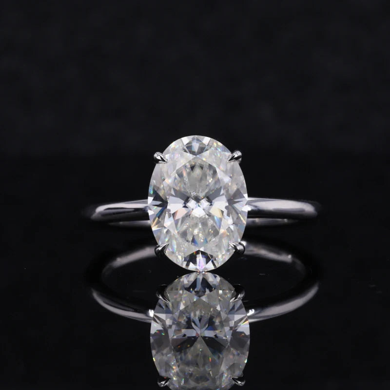 Classic Design Hand-made Solitaire Style 14k Solid Gold 8*11mm Oval Moissanite Stone Ring