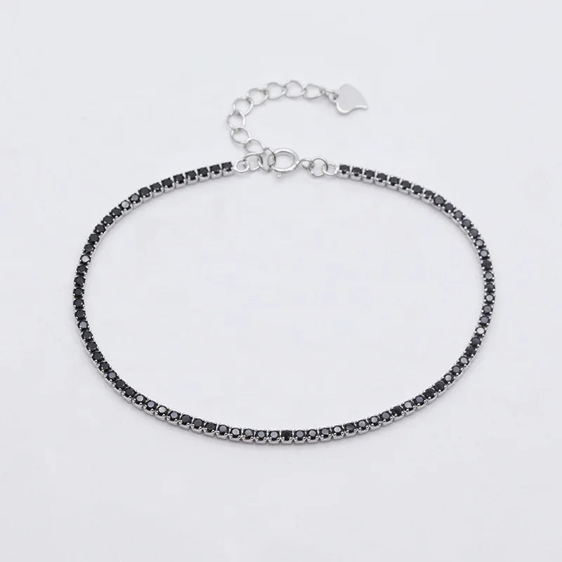 DIFEIYA Popular 925 Sterling Silver Round Zircon  Black 18k Gold Plated Tennis Bracelet