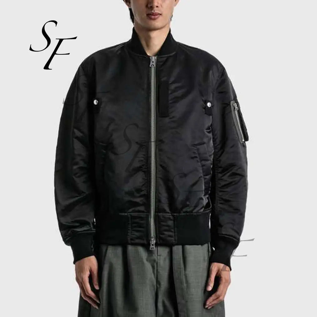 Custom logo Fashion Oversize Snap and Zip Closure Bomber Baseball Wool Melton Men's Jackets
