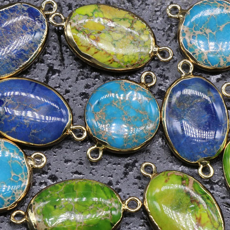 Huiying New Popular Energy Gemstone Natural Hand Made Agate Stone Pendant Gold Edge Healing Stones Pendant Crystal Hot Sale Jewelry