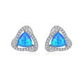 Fine Jewelry 925 Sterling Silver Clover Shape Natural Opal Stud Earrings for Women Girls