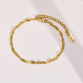High End 18K PVD Gold Plated Shiny Water Ripple Chain Stainless Steel Anklet Bracelet