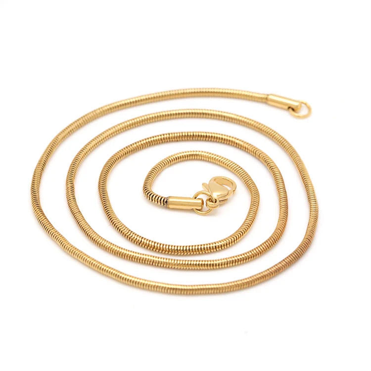 In Stock 18k Gold Plated 2mm Soft Round Snake for Necklace Latest Designs Jewelry Mens Women Stainless Steel Snake Chain