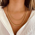 EManco Twisted Gold Rope Chain Necklace Stainless Steel Chain for Hip Hop Men Women Chain Jewelry 3MM/4MM/5MM