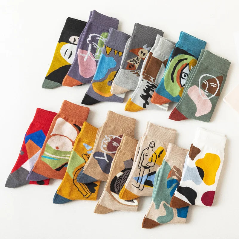 100% Cotton Winter Woman Man Socks Cute Popular Pattern Anti-Slip Breathable