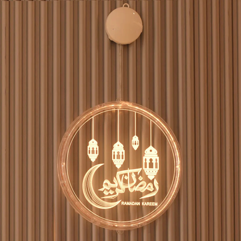 Party Supplies Eid LED Decorative Hanging Lights EidMubarak Muslim Ramadan 3D Window Atmosphere Decorative Hanging Lights