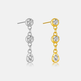 FUAMAY Fashion Single Drop Earrings 925 Sterling Silver Minimalist Water Drop Earrings With Zircon for Women