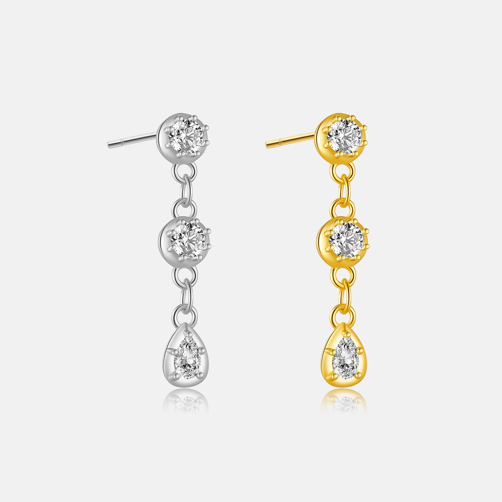 FUAMAY Fashion Single Drop Earrings 925 Sterling Silver Minimalist Water Drop Earrings With Zircon for Women