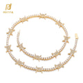 Hip Hop Jewelry Iced Out Bling Zircon Thorn Tennis Chain Women's Choker 18K Gold Plated Barbed Wire Tennis Chain Necklace