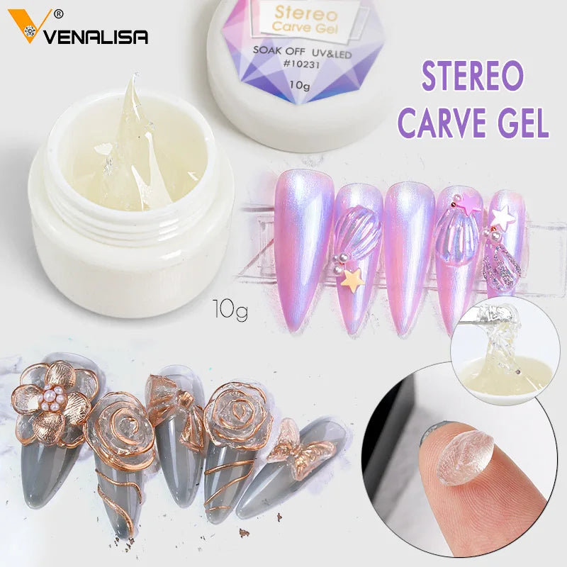 VENALISA New Nail Art Painting Stereo Carve Sculpture Gel UV Lacquer Varnish Gel Color Nail Design Paint Enamel Emboss Nail Gel
