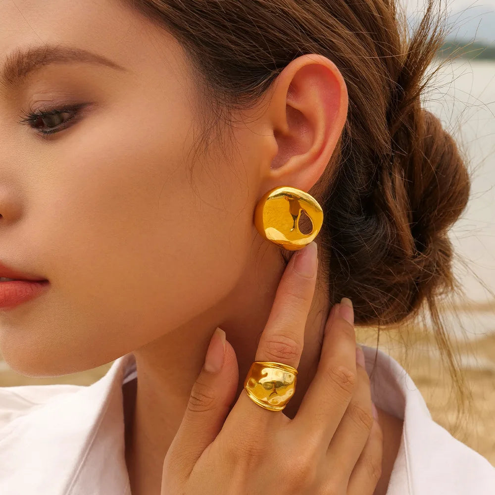 Ins Stainless Hollow Earrings Stud 2023 New Niche Design Women's High Sense Earrings