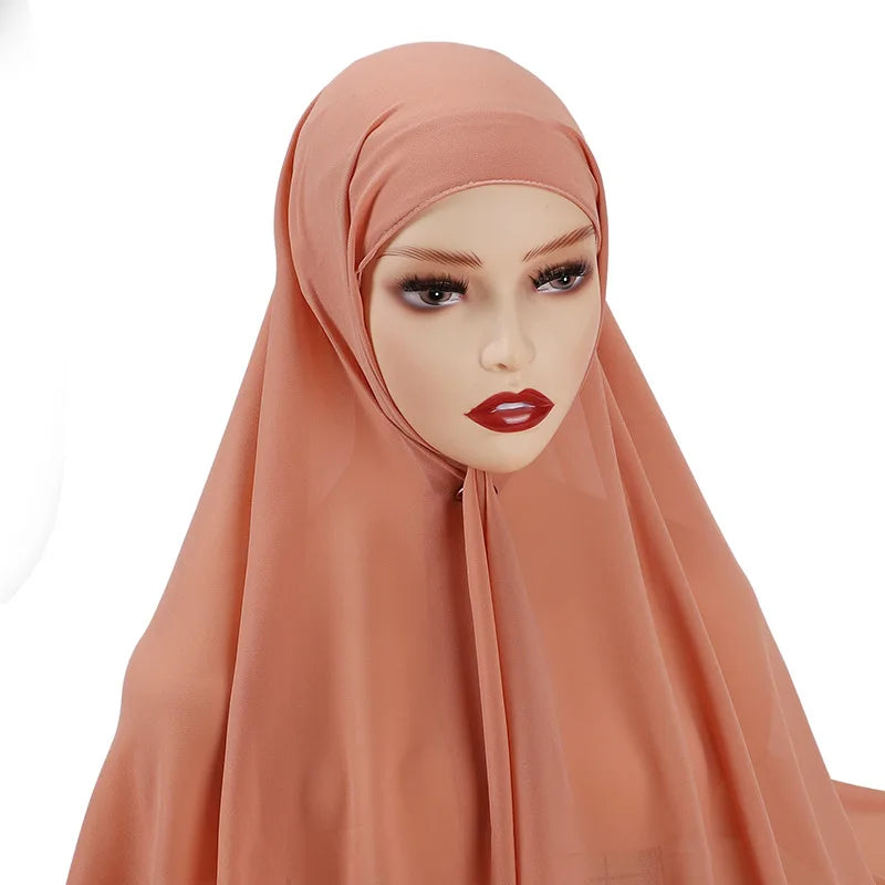 Fashion Muslim Women Scarf Plain Chiffon Hijabs for Malaysia Ladies Easy to Wear Hijab Scarf Wholesale Shawl Instant HeadScarf