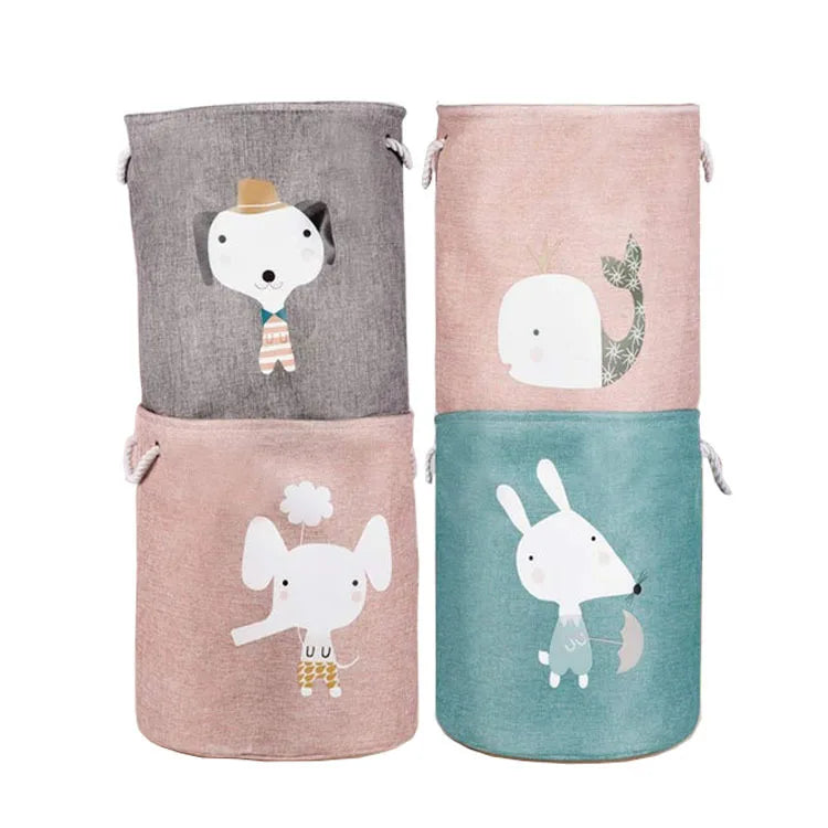 Cartoon Folding Eco-Friendly Durable Waterproof Large Capacity Customizable Color Canvas Laundry Storage Basket Storage