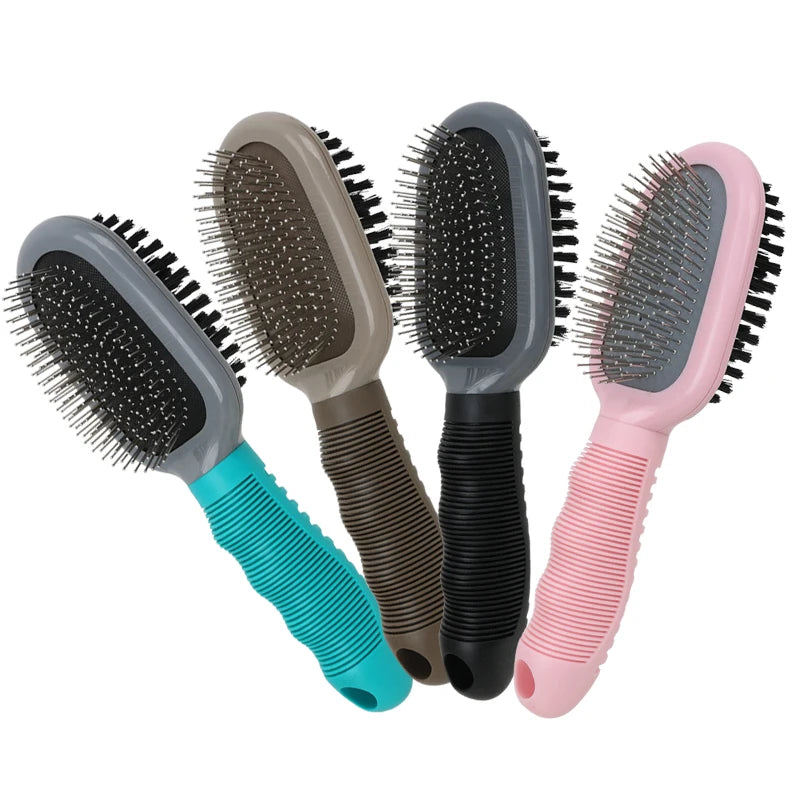 Professional Manufacturer Customization Double Sided Pig Bristles Pin Brush Pets Hair Remover Gently Cleaning Brushes