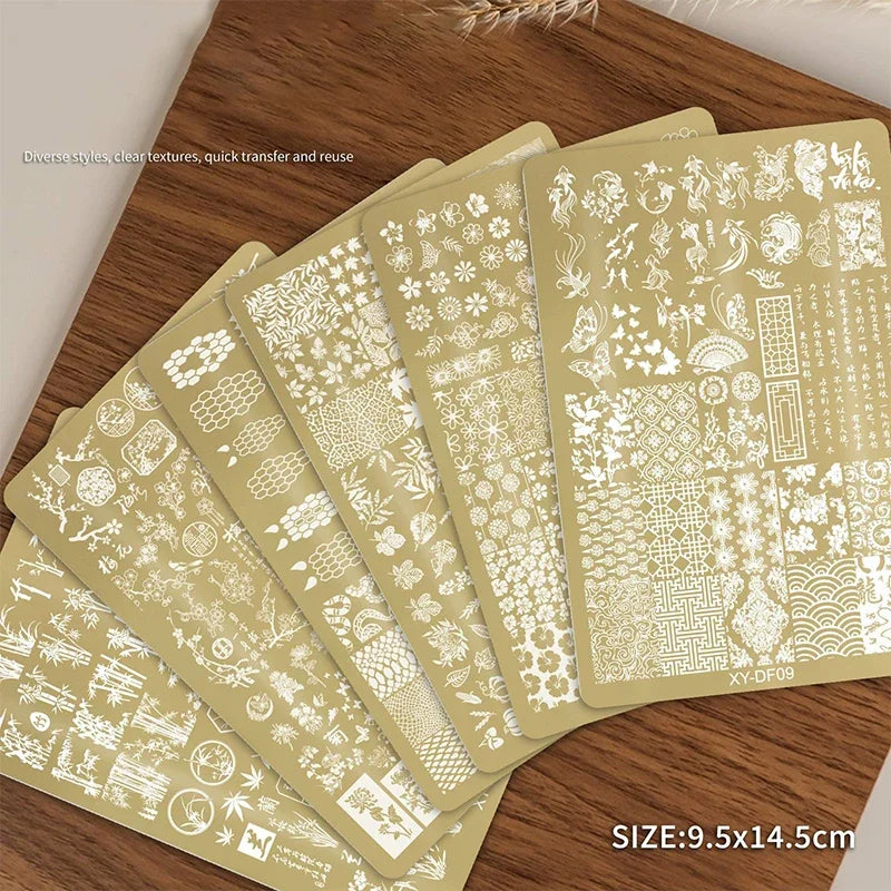 Butterfly Flower Bamboo Forest Image Transfer Nail Art Stamp Templates Stainless Steel Nail Stamping Plate